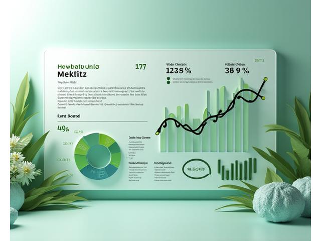 A sophisticated infographic showing environmental metrics: CO2 reduction, waste recycling percentages, and sustainable material usage, with stylized leaf icons.